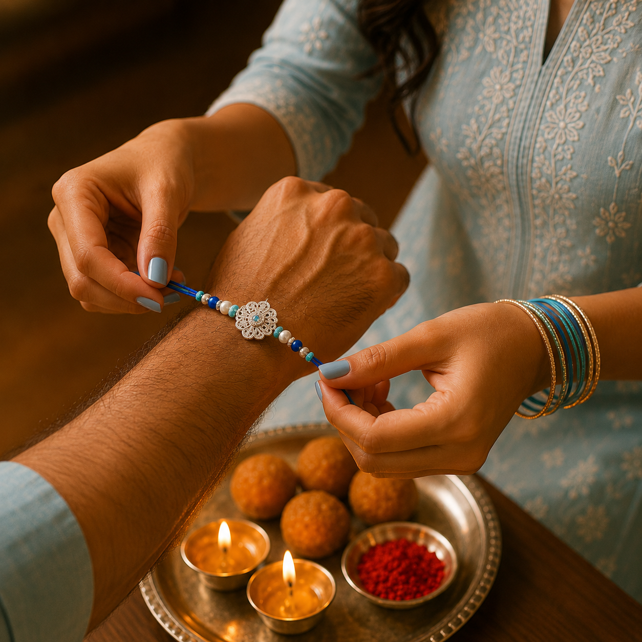 Silver Design Premium Rakhi