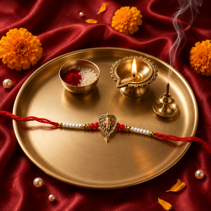 Premium Ganesha Rakhi - Red Thread