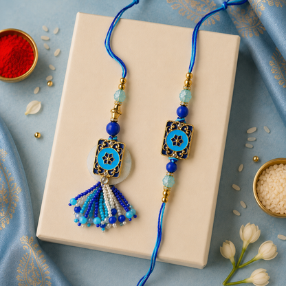 Bhaiya Bhabhi Rakhi Set – Blue Design