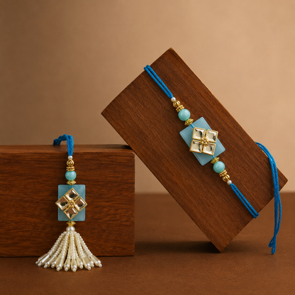 Bhaiya Bhabhi Rakhi Set – Pearl and Crystals Design