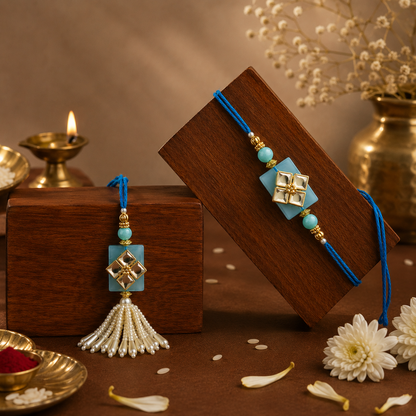 Bhaiya Bhabhi Rakhi Set – Pearl and Crystals Design