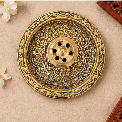 Antique Gold Engraved Agarbatti Stand