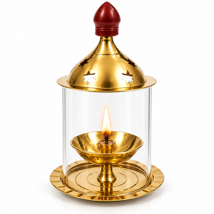 Brass Deepam Akhand Diya with Cover 4inch
