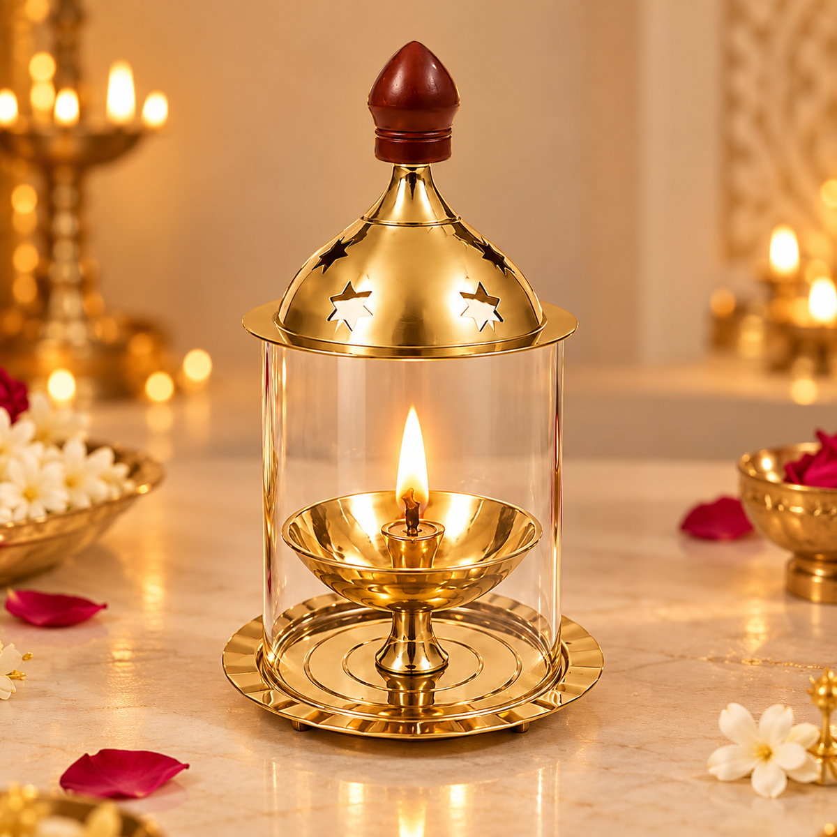 Brass Deepam Akhand Diya with Cover 4inch