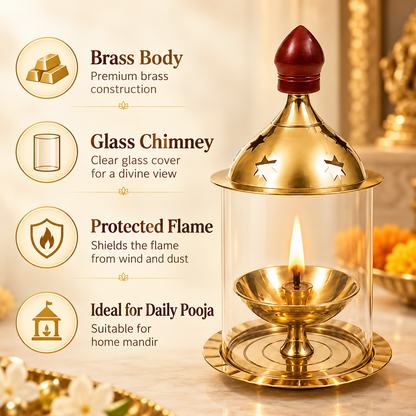 Brass Deepam Akhand Diya with Cover 4inch