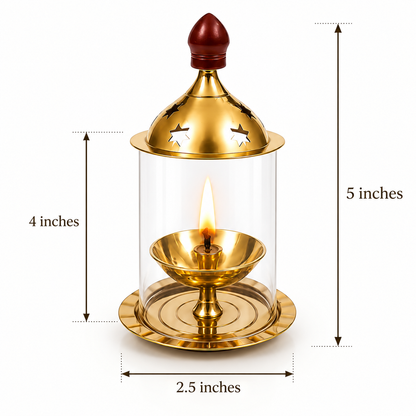 Brass Deepam Akhand Diya with Cover 4inch
