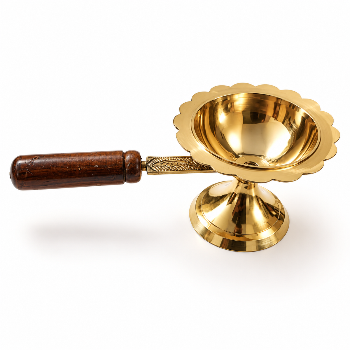 Brass Dhoop Dani with Wooden Handle