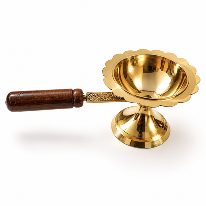 Brass Dhoop Dani with Wooden Handle