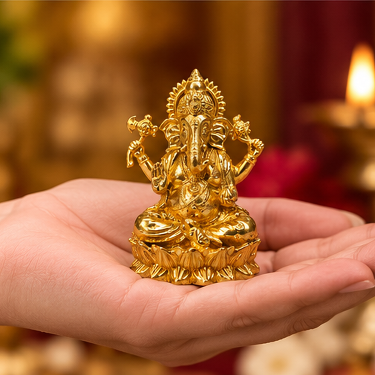 Premium Design Brass Ganesh Ji Crafted Art | 2.5 inch