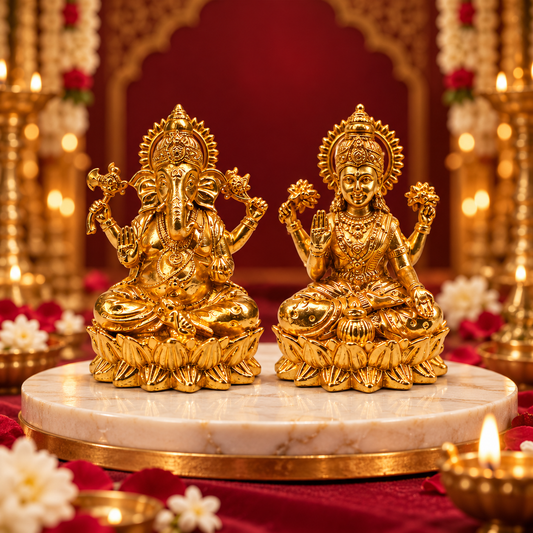 Premium Brass Lakshmi Ganesh Ji Crafted Art Pair | 2.5