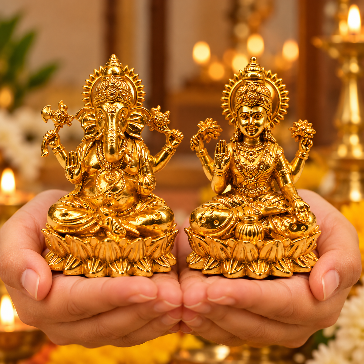 Premium Brass Lakshmi Ganesh Ji Crafted Art Pair | 2.5