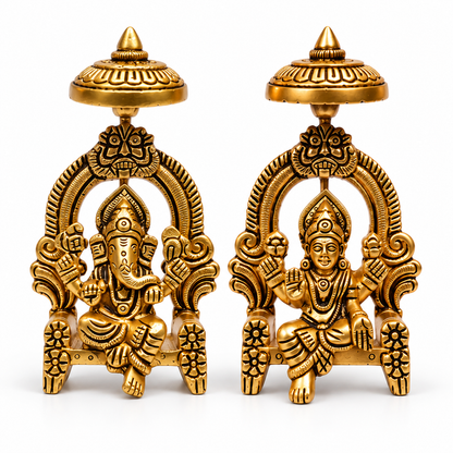 Pure Brass Lakshmi Ganesh Ji Crafted Art | 3.5 inch