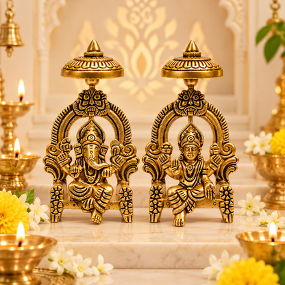 Pure Brass Lakshmi Ganesh Ji Crafted Art | 3.5 inch