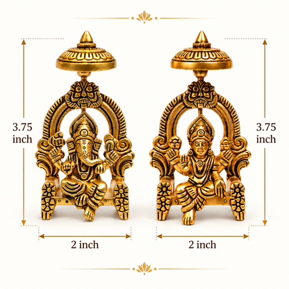 Pure Brass Lakshmi Ganesh Ji Crafted Art | 3.5 inch