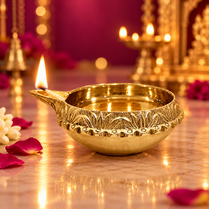 Kuber Pure Brass Diya for Puja - 1.5 inch