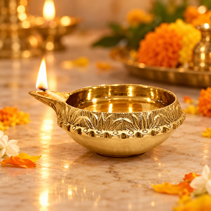 Kuber Pure Brass Diya for Puja - 2 inch