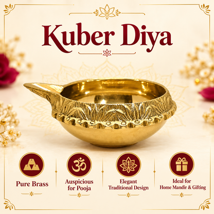 Kuber Pure Brass Diya for Puja - 2 inch