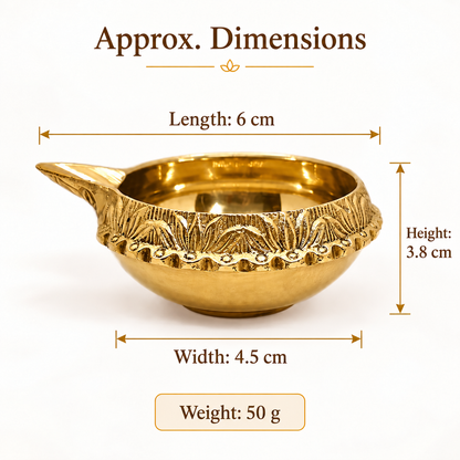 Kuber Pure Brass Diya for Puja - 2 inch
