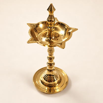 Pure Brass Kerala Diya Standing Lamp - Small