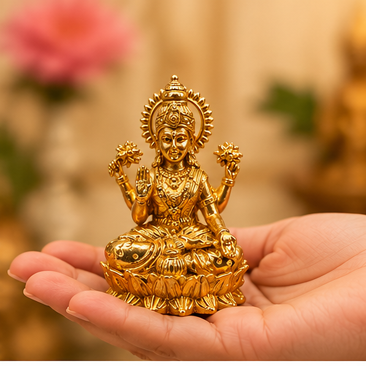 Premium Design Brass Lakshmi Ji Crafted Art | 2.5 inch