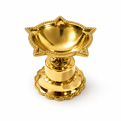 Panchmukhi Nakshatra Brass Diya - 2.5 inch - Brass Lotus Diya with Stand