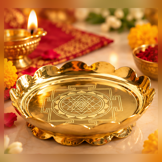 Sri Yantra Lotus Pooja Plate
