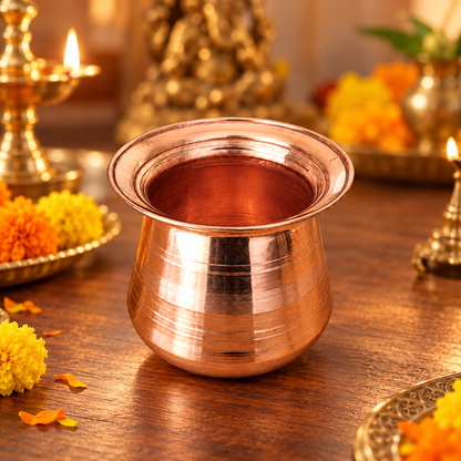 Traditional Copper Pooja Lota (Jal Patra) | 350 ml – 3 Inch