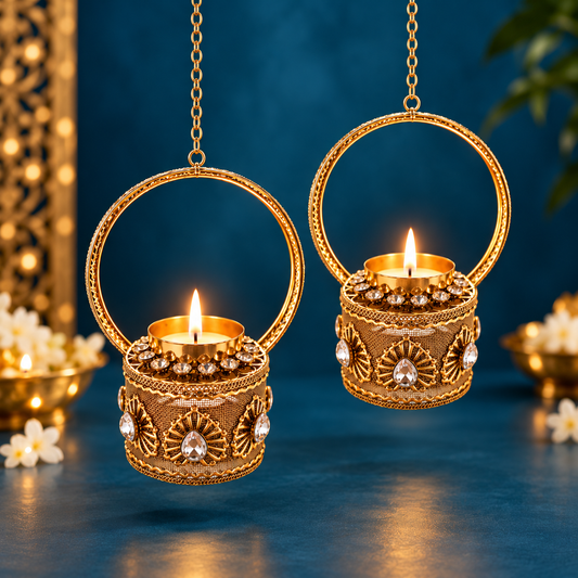 Royal Hanging Diya Holders - Set of 2