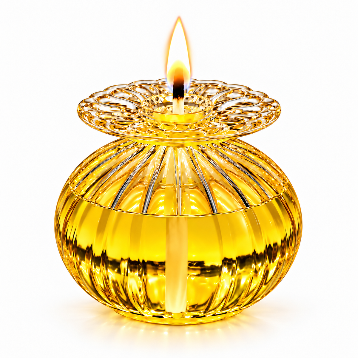 Premium Floral Glass Akhand Diya