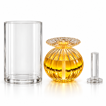 Premium Glass Akhand Jyot Diya Set with Protective Chimney