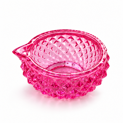 Premium Decorative Puja Deepak | Diamond-Cut Glass Diya Pink