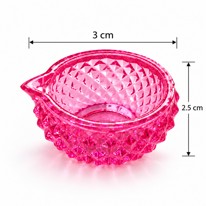 Premium Decorative Puja Deepak | Diamond-Cut Glass Diya Pink