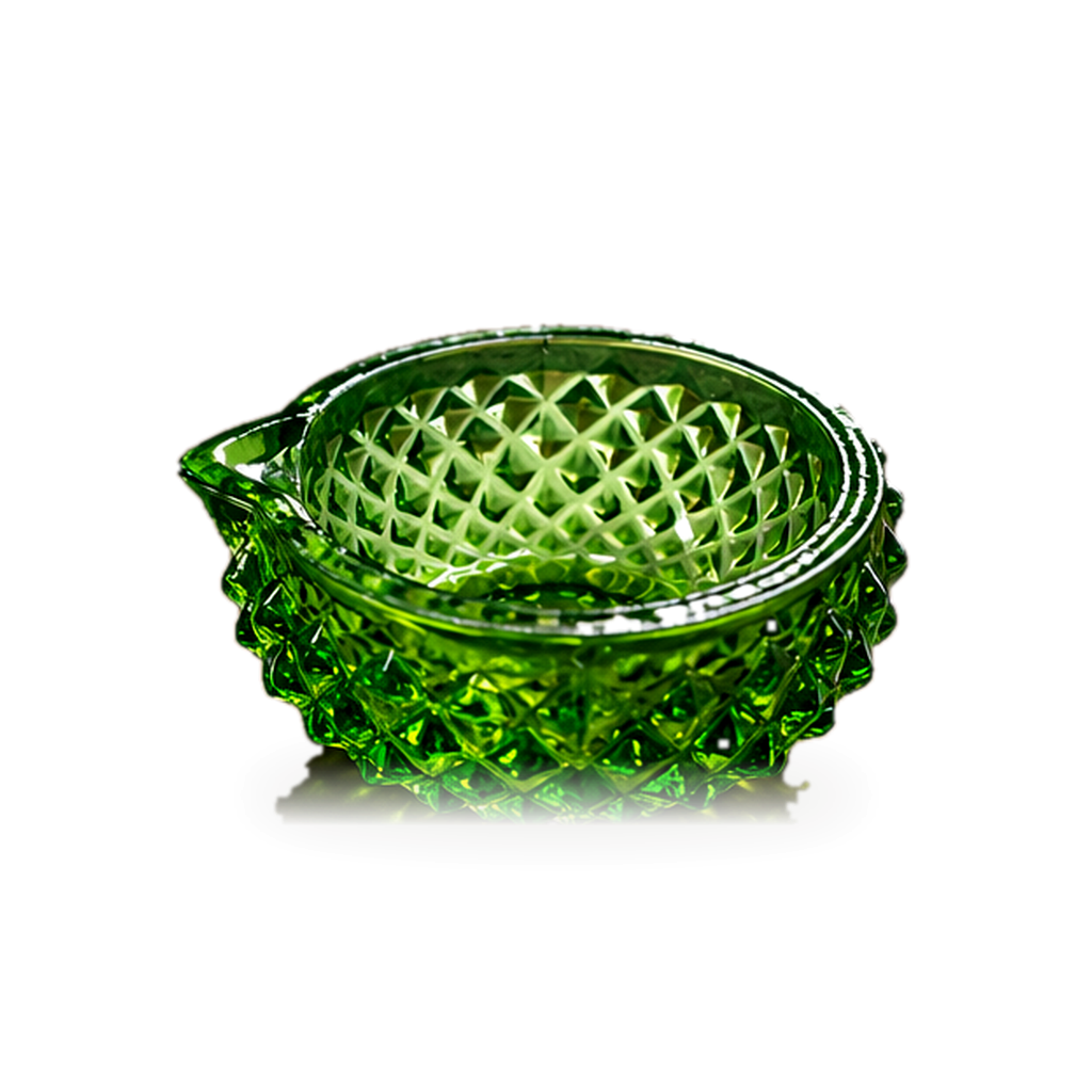 Premium Decorative Puja Deepak | Diamond-Cut Glass Diya Green