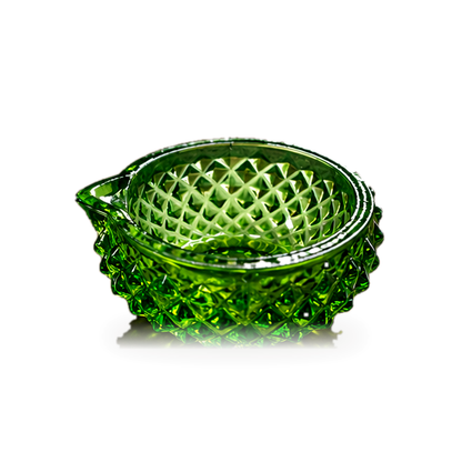 Premium Decorative Puja Deepak | Diamond-Cut Glass Diya Green