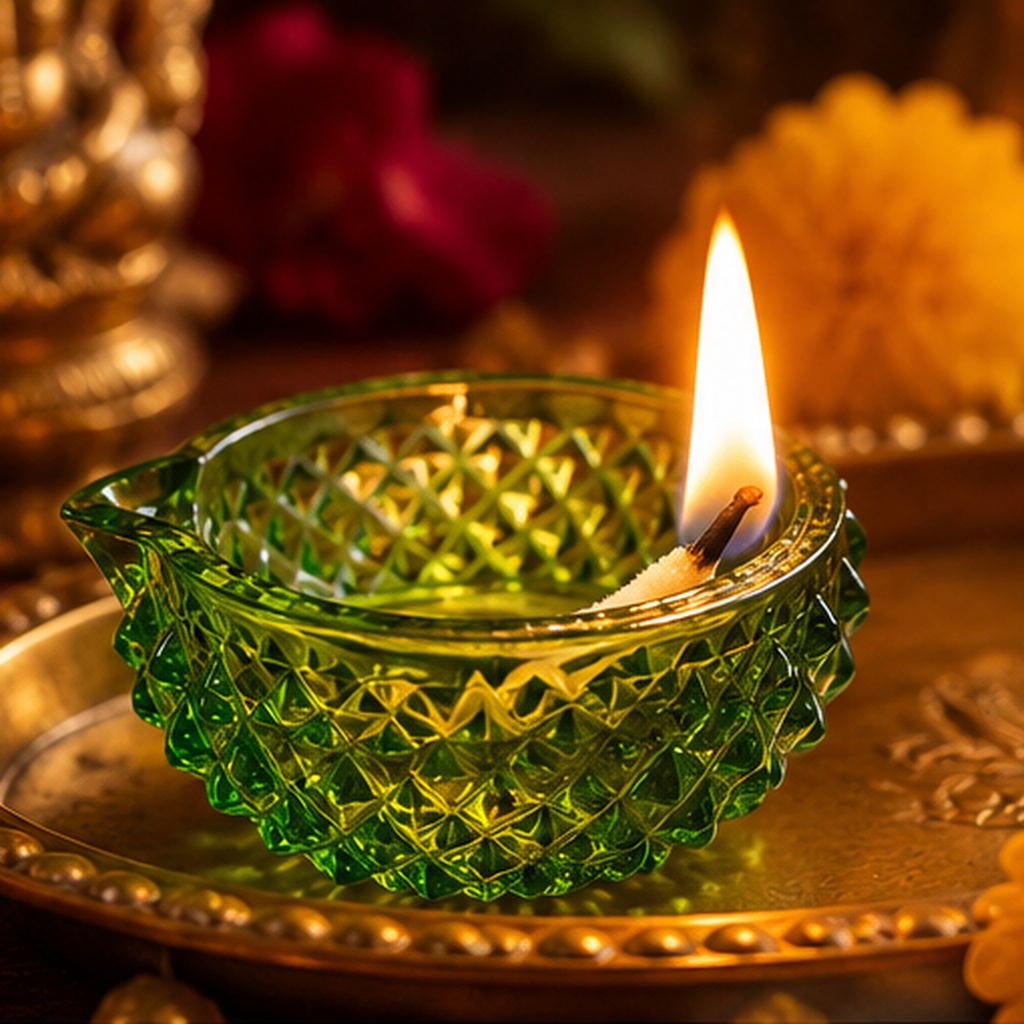 Diamond Cut Premium Glass Diya - Set of 4