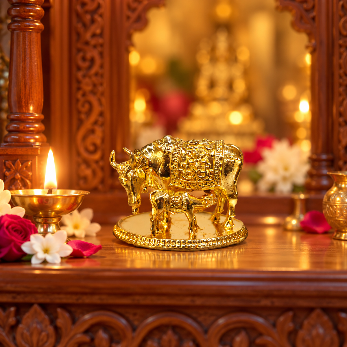 Pure Brass Gau Mata | Kamdhenu | 3 inch