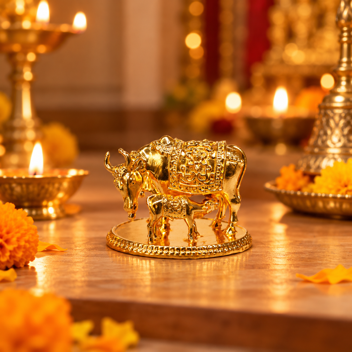 Pure Brass Gau Mata | Kamdhenu | 3 inch