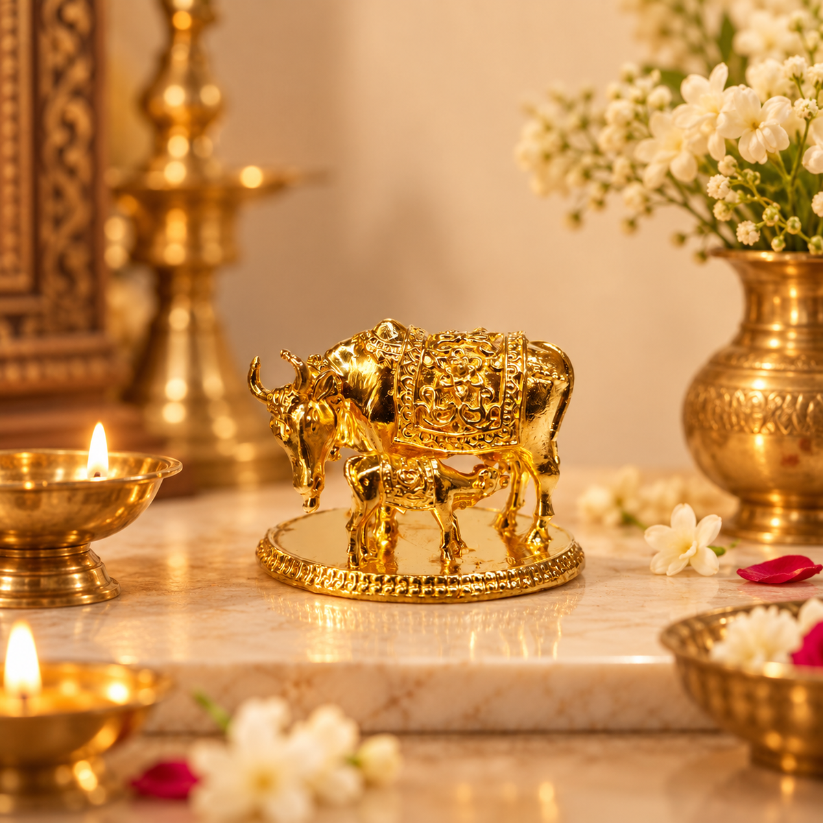 Pure Brass Gau Mata | Kamdhenu | 3 inch