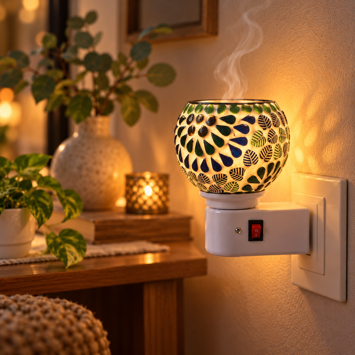 Electric Camphor & Aroma Oil Burner – Ceramic Design