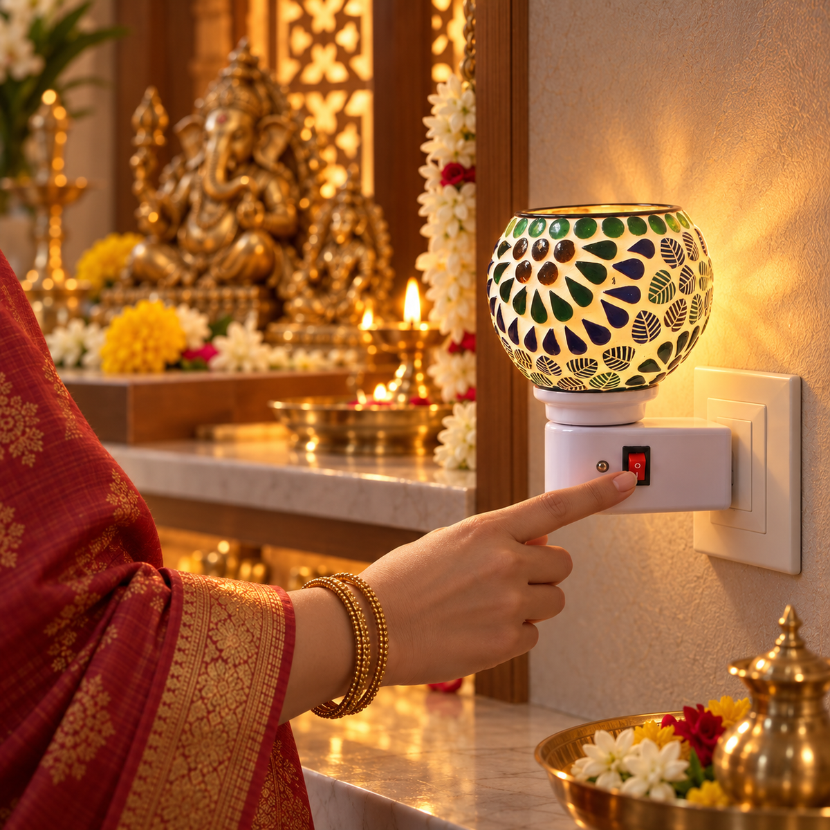 Electric Camphor & Aroma Oil Burner – Ceramic Design