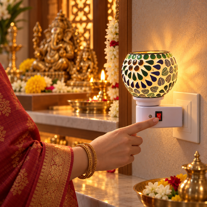Electric Camphor & Aroma Oil Burner – Ceramic Design