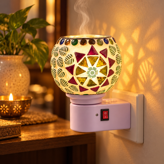Electric Camphor & Aroma Oil Burner – Ceramic Mandala Star Design