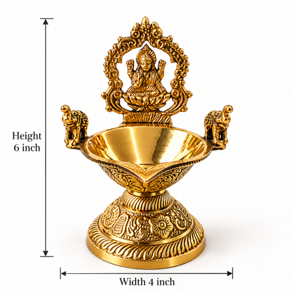Gaja Lakshmi Brass Diya  - 6 inch