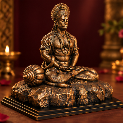 Meditating Hanuman Ji Artistic Idol – Antique Bronze Finish