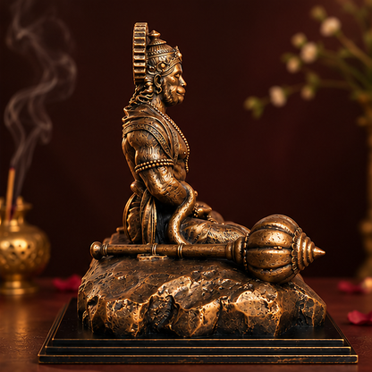 Meditating Hanuman Ji Artistic Idol – Antique Bronze Finish