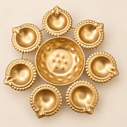 7 Diya Urli with Central Flower Bowl