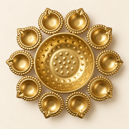 10 Diya Urli with Central Flower Bowl