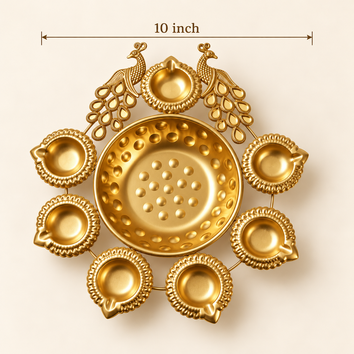 7 Diya Urli with Peacock Pair