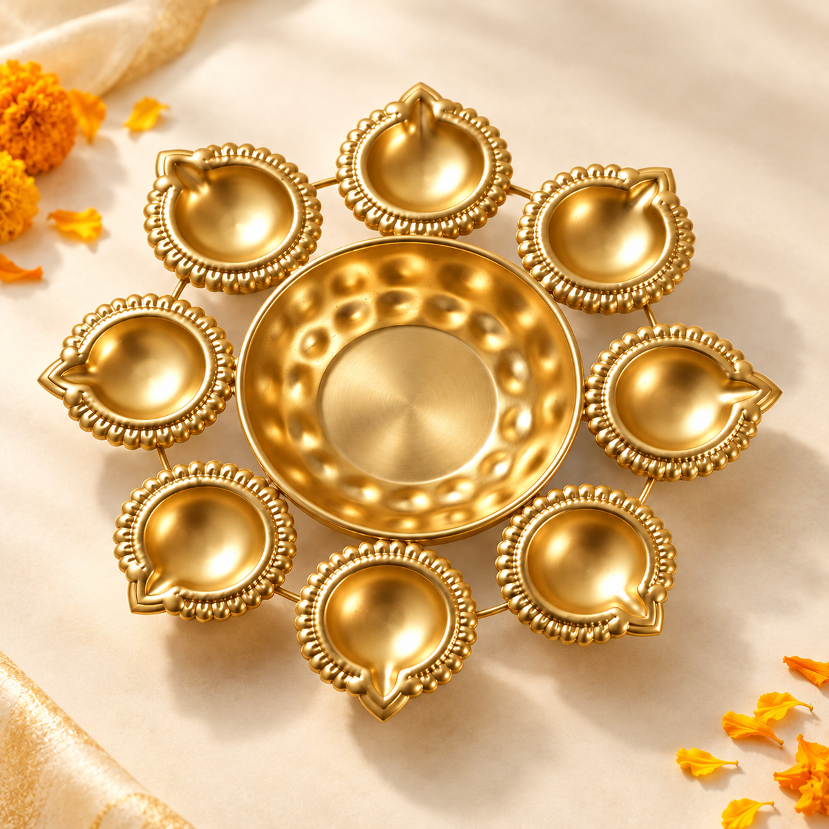 8 Diya Urli with Central Flower Bowl