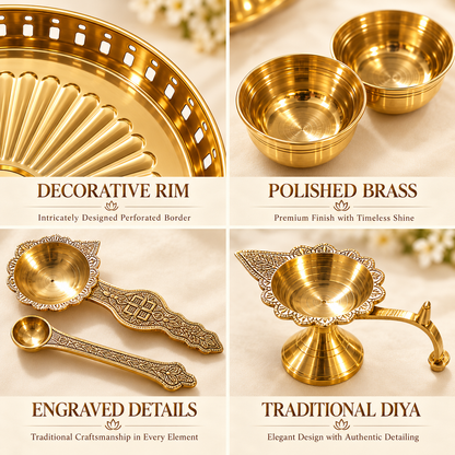 Brass Pooja Thali Set 10 Pieces